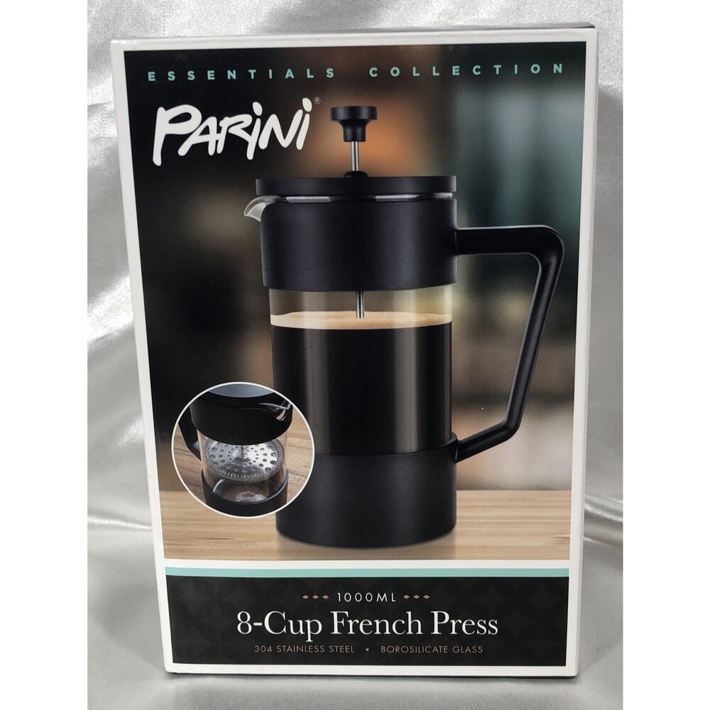 Parini 8 Cup FRENCH PRESS Plunger Coffee Tea Borosilicate Glass Stainless Steel